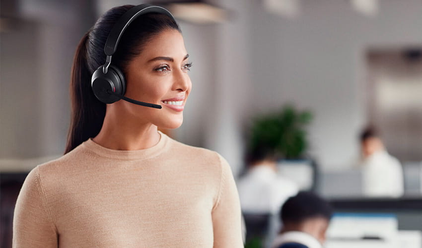 Woman wearing a Jabra EVOLVE2 65 headset